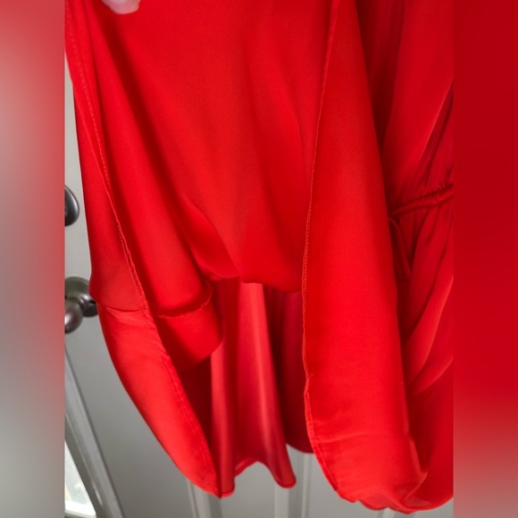 Lovers + Friends Red Satin Off-the-Shoulder Fit & Flare Dress Size Medium - Picture 5 of 8